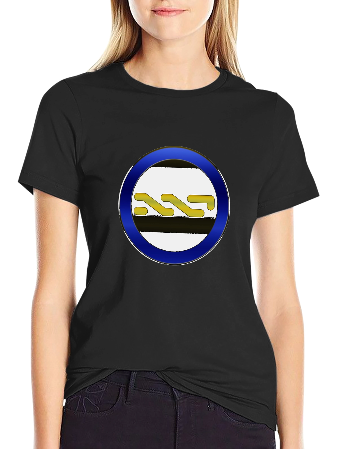 Striped Circle Graphic Black Tee