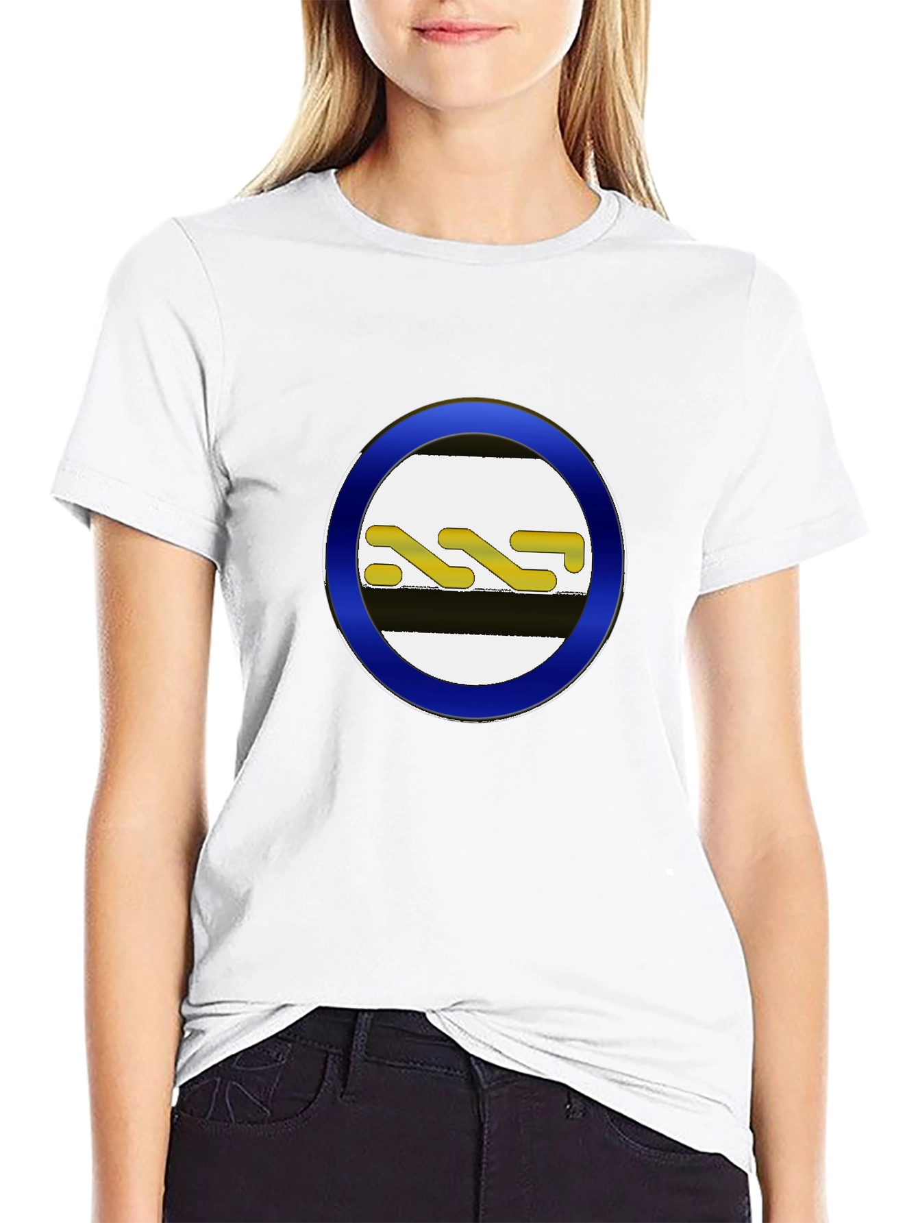 Striped Circle Graphic Black Tee