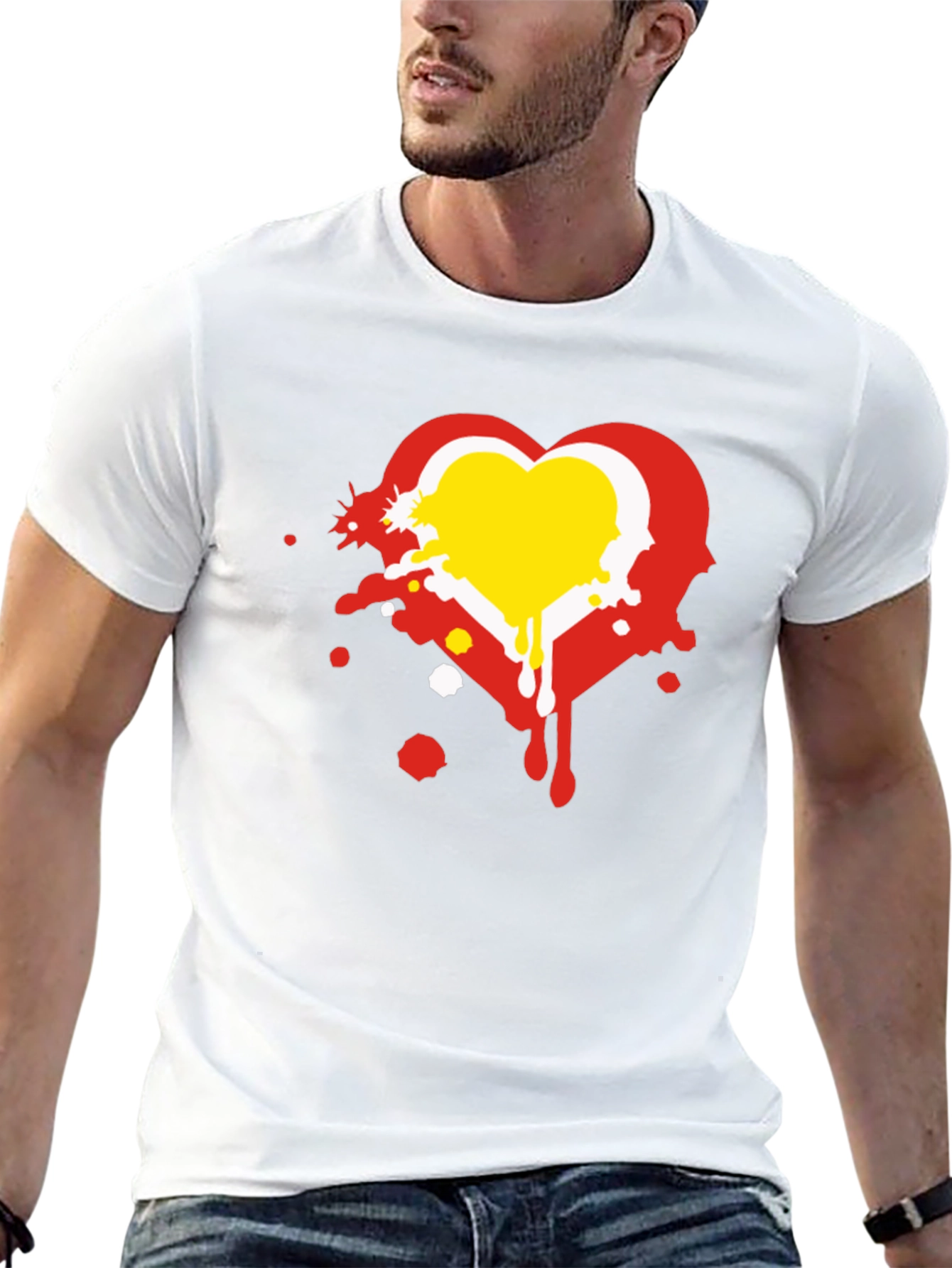Heart Graphic Print Black T-Shirt