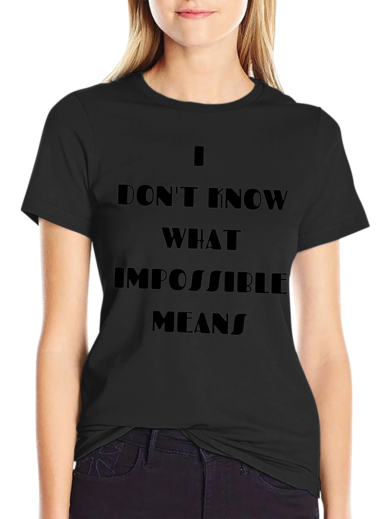 Motivational Black T-Shirt - Impossible Quote