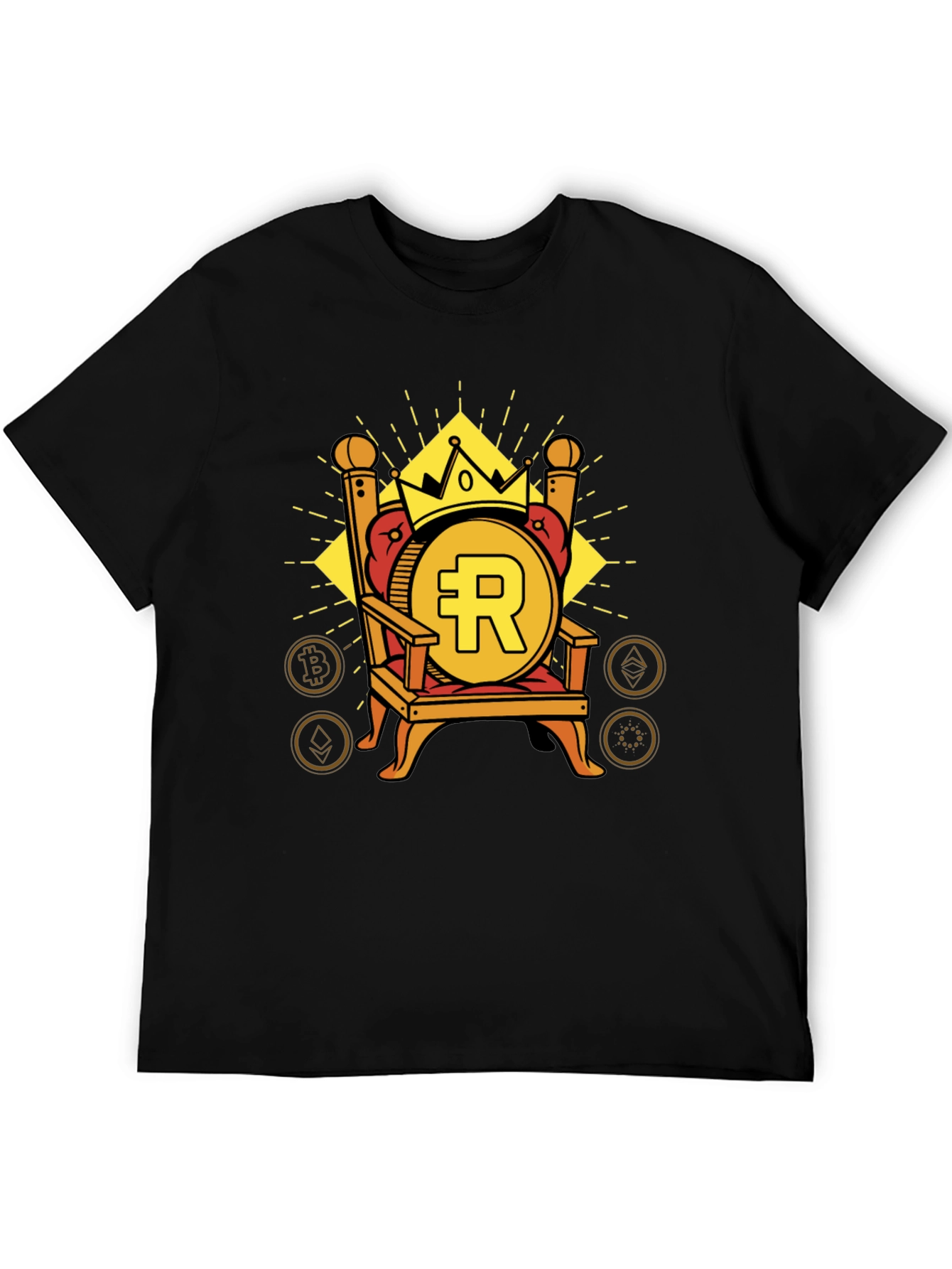 Crypto King Black T-Shirt - Bitcoin Throne Design