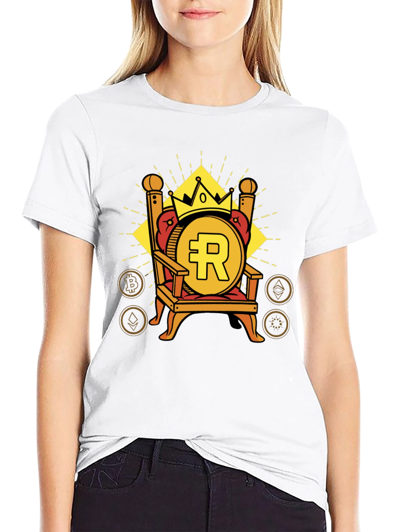 Crypto King Black T-Shirt - Bitcoin Throne Design