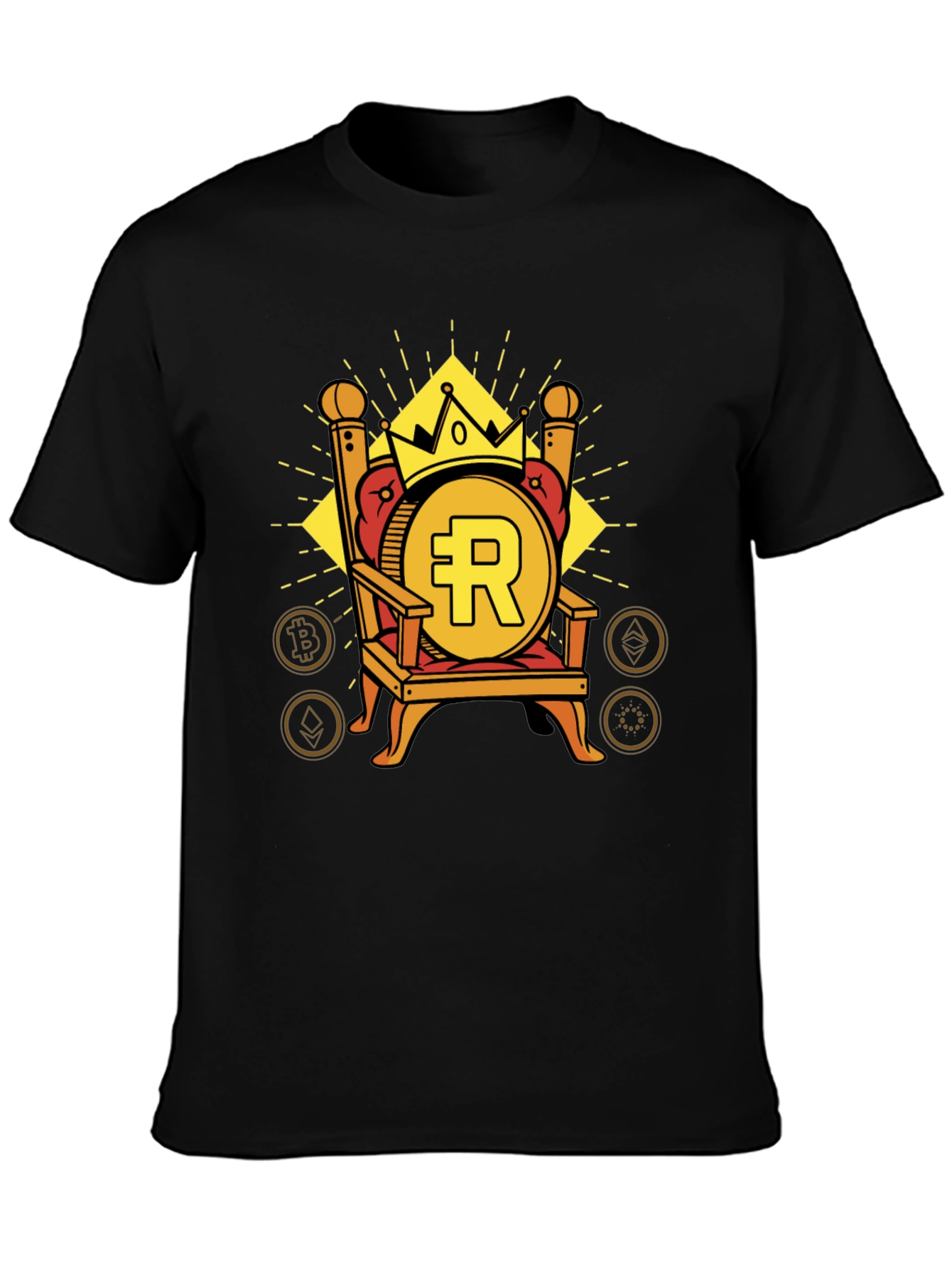Crypto King Black T-Shirt - Bitcoin Throne Design