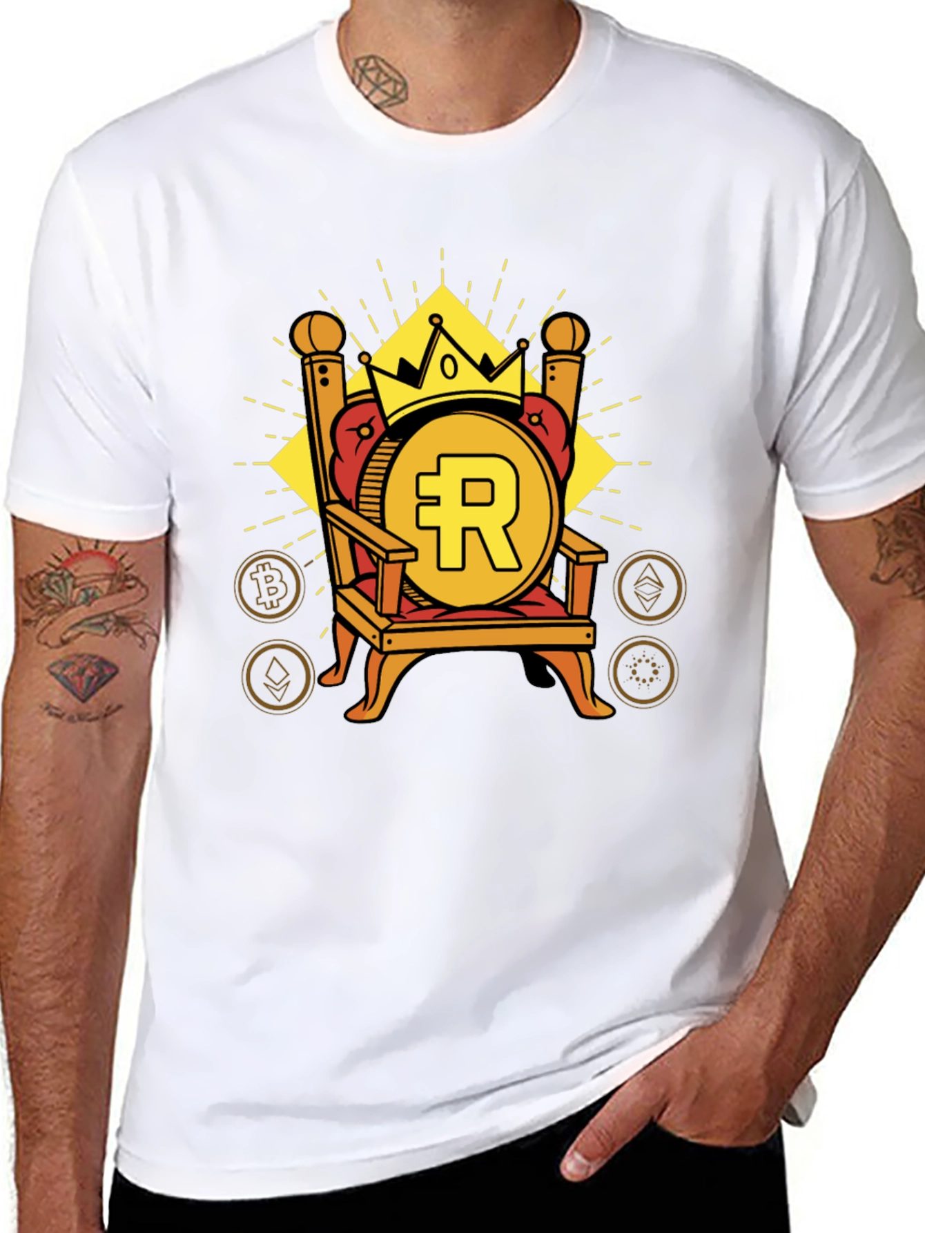 Crypto King Black T-Shirt - Bitcoin Throne Design
