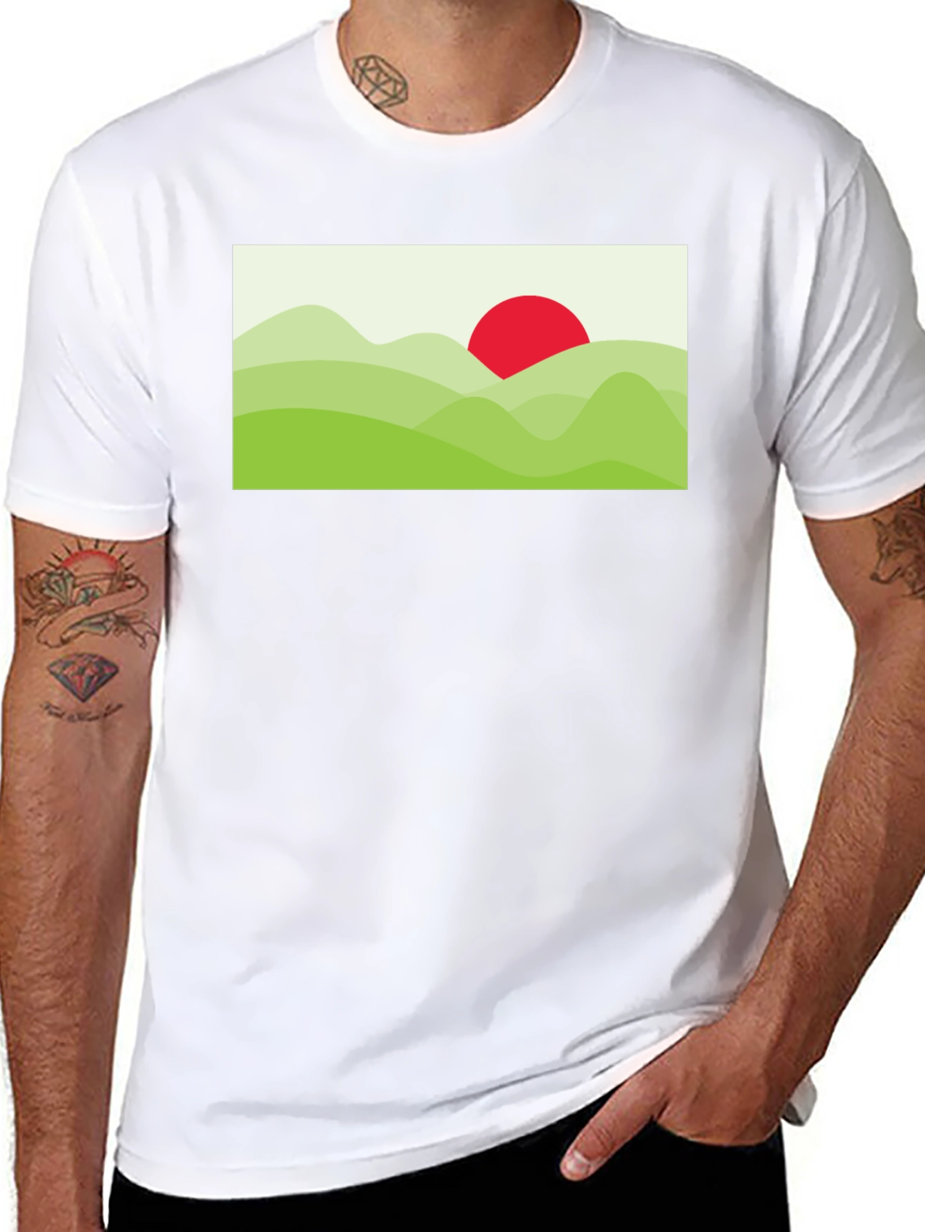 Graphic Tee: Landscape Sun T-Shirt - Black