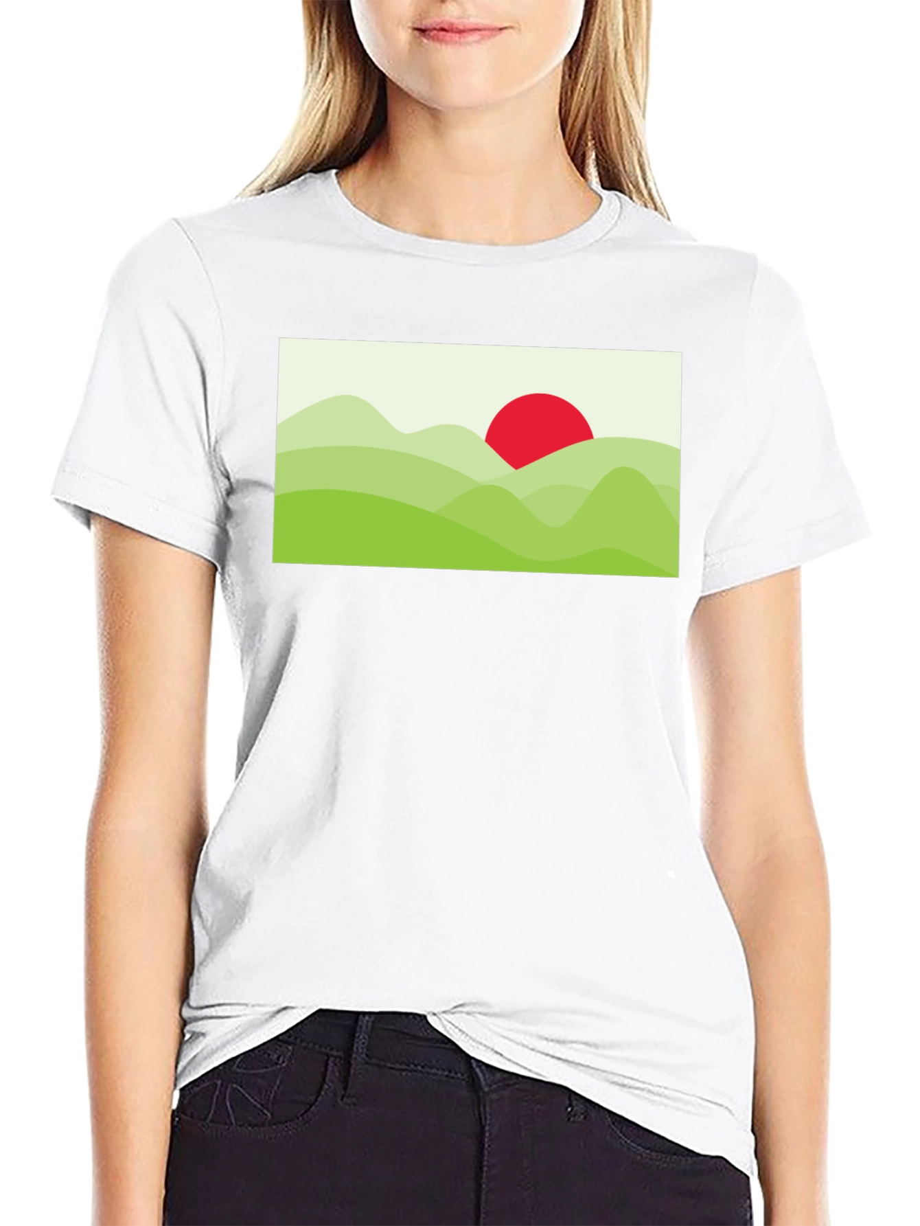 Graphic Tee: Landscape Sun T-Shirt - Black