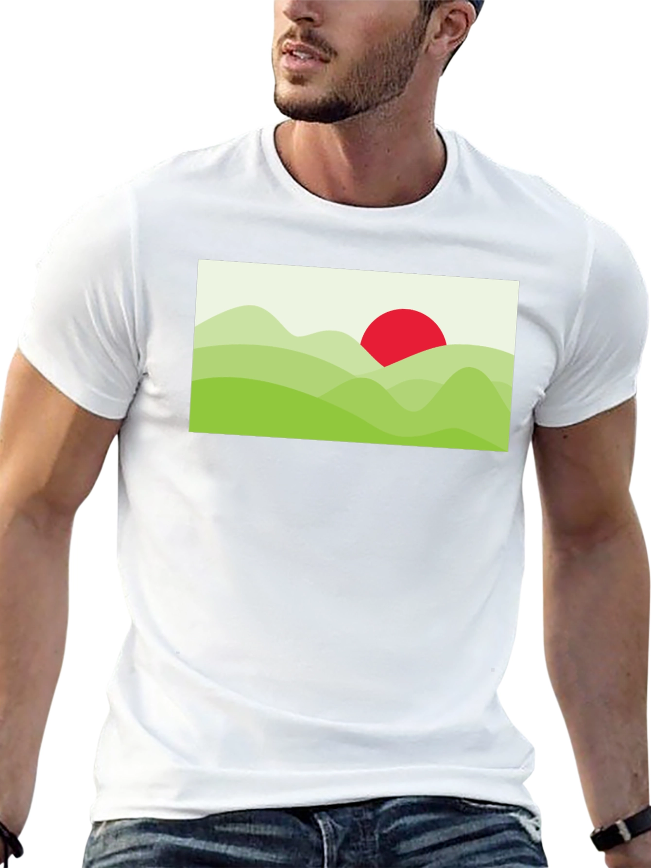 Graphic Tee: Landscape Sun T-Shirt - Black