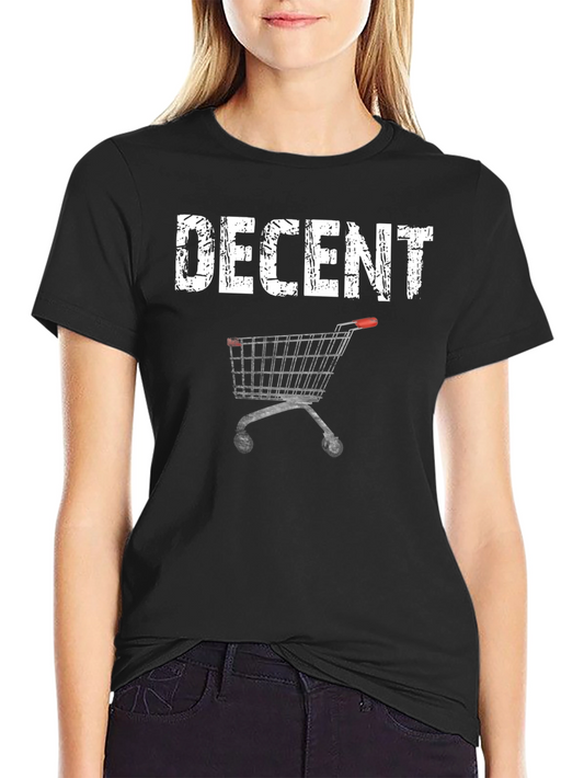 Decent Shopping Cart Graphic Black T-Shirt