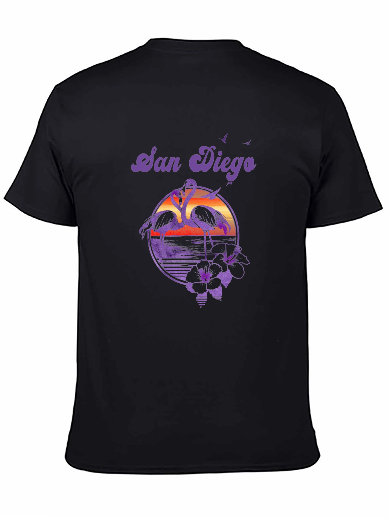 San Diego Flamingo T-Shirt Retro Sunset Beach Tee
