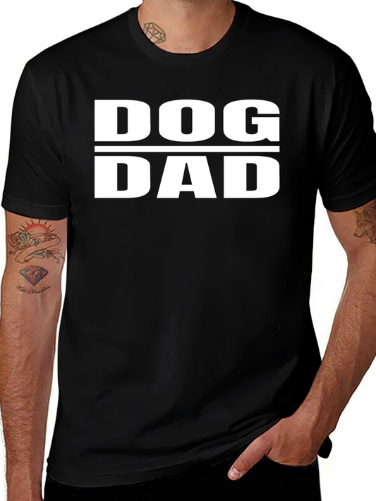 Dog Dad Graphic Tee - Black Cotton Casual