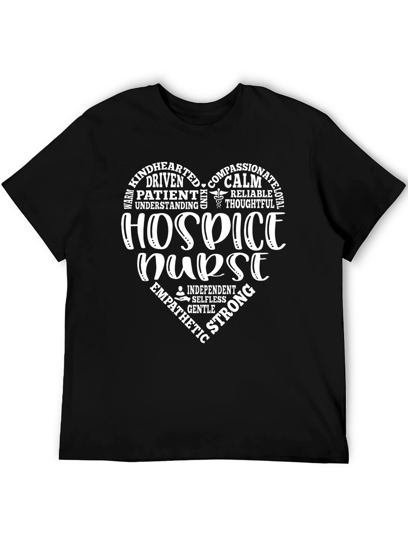 Hospice Nurse Heart Word Art Graphic T-Shirt