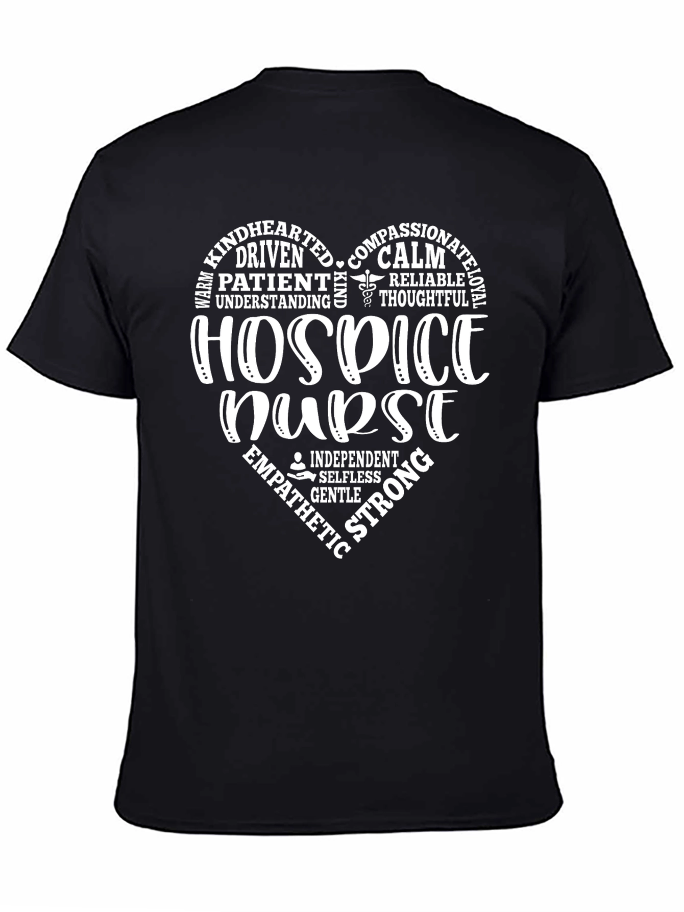 Hospice Nurse Heart Word Art Graphic T-Shirt
