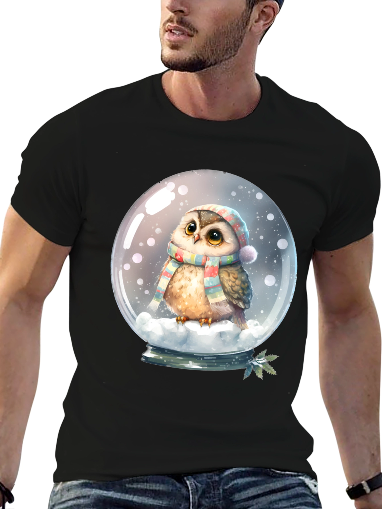 Cute Owl Snow Globe Graphic Tee