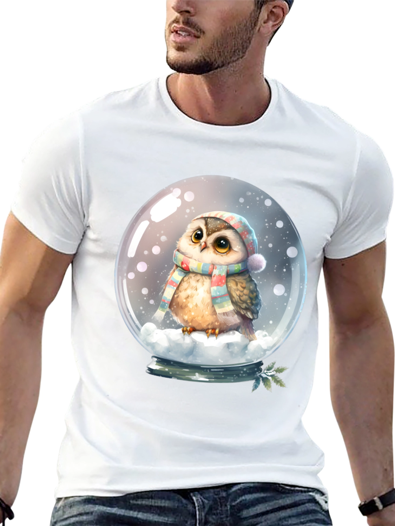 Cute Owl Snow Globe Graphic Tee