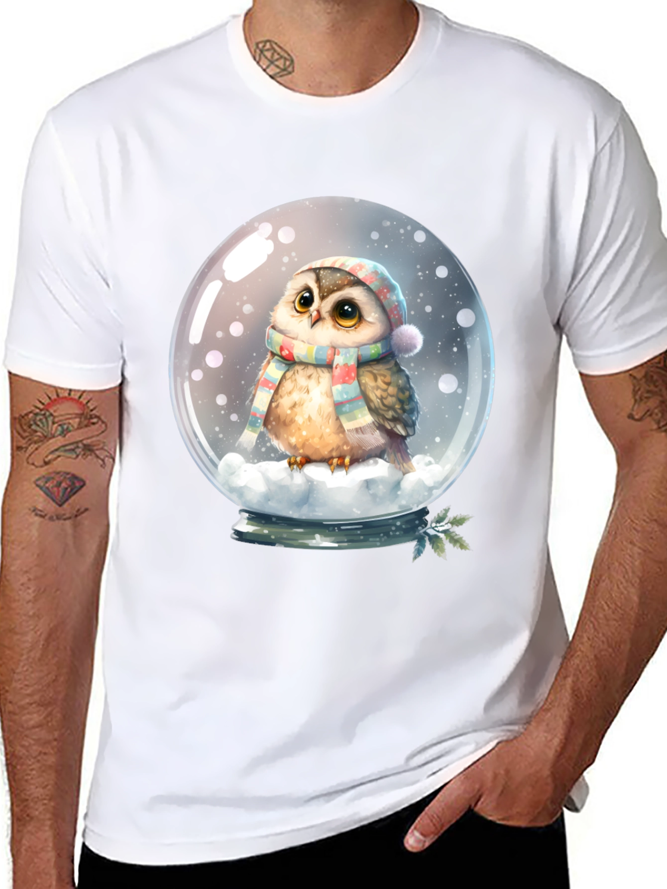 Cute Owl Snow Globe Graphic Tee