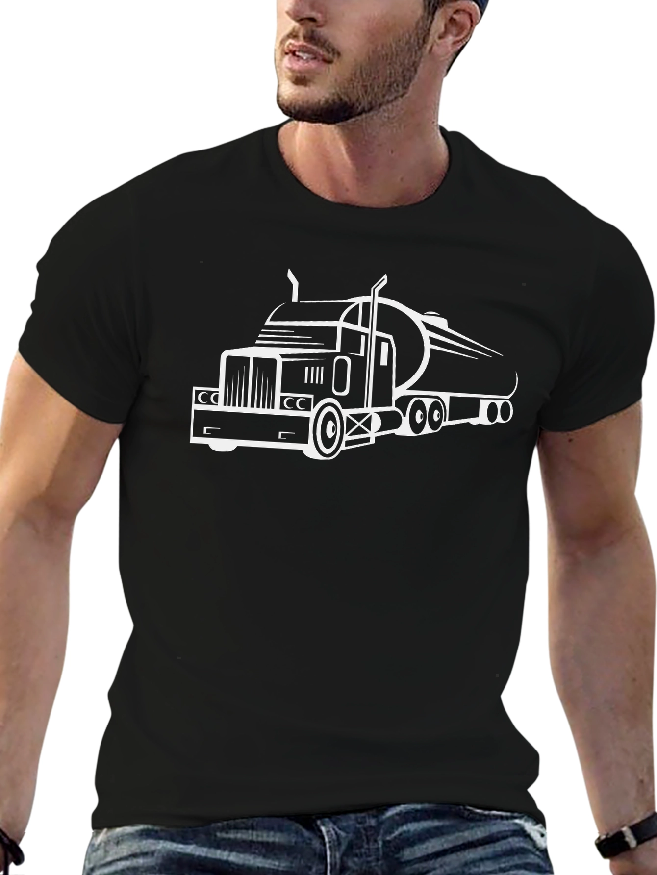 Trucker Tee - Black T-Shirt with Truck Graphic