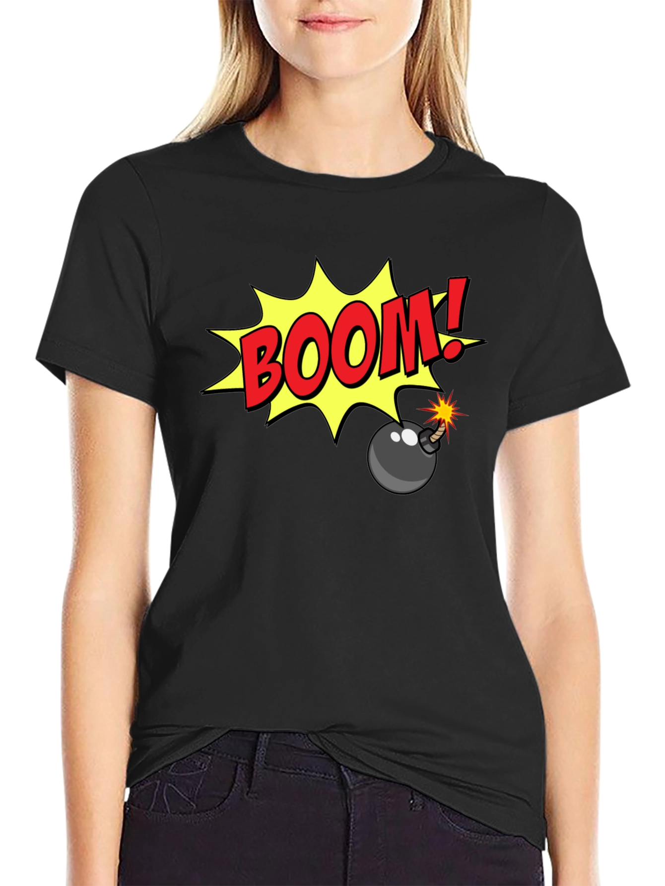 Boom Bomb Graphic Tee - Comic Style Black T-Shirt