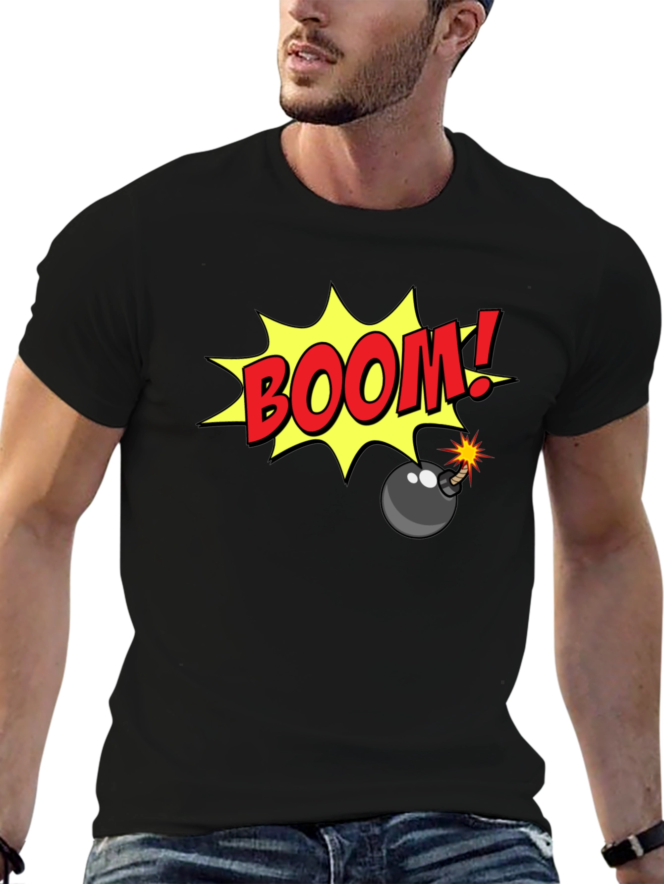 Boom Bomb Graphic Tee - Comic Style Black T-Shirt