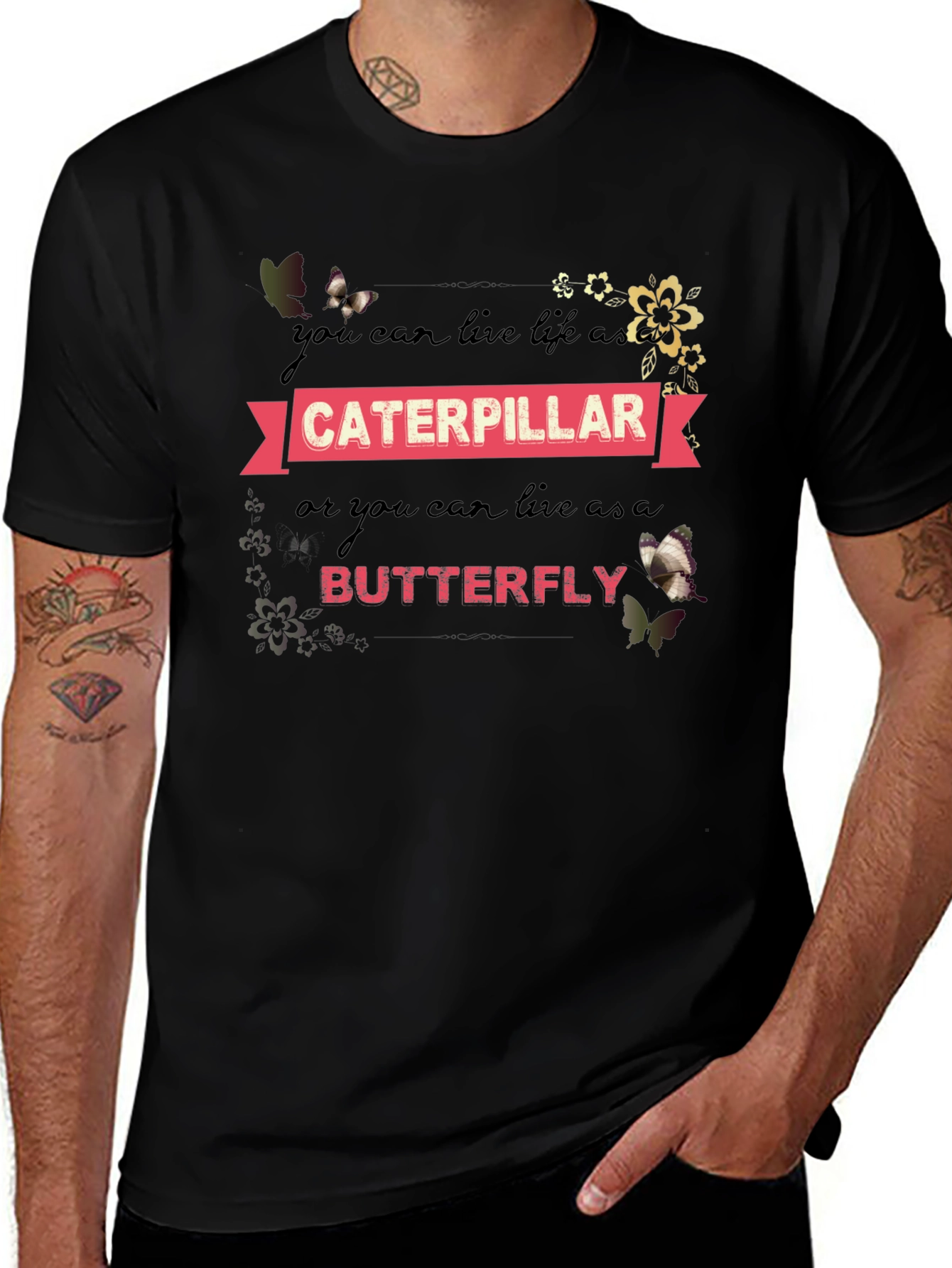 Caterpillar Butterfly Graphic T-Shirt
