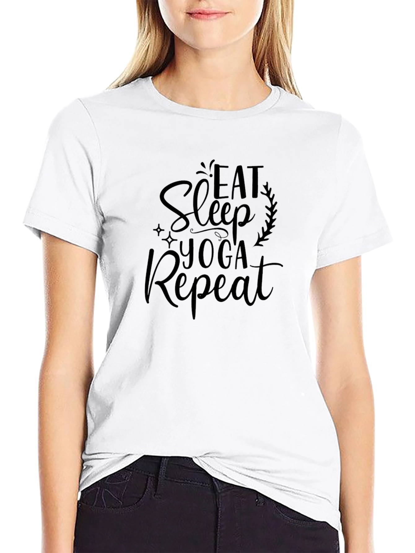 Eat Sleep Yoga Repeat Black T-Shirt