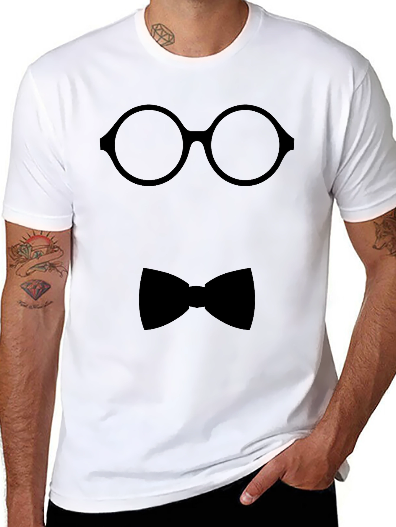 Geek Chic T-Shirt - Glasses and Bowtie Design