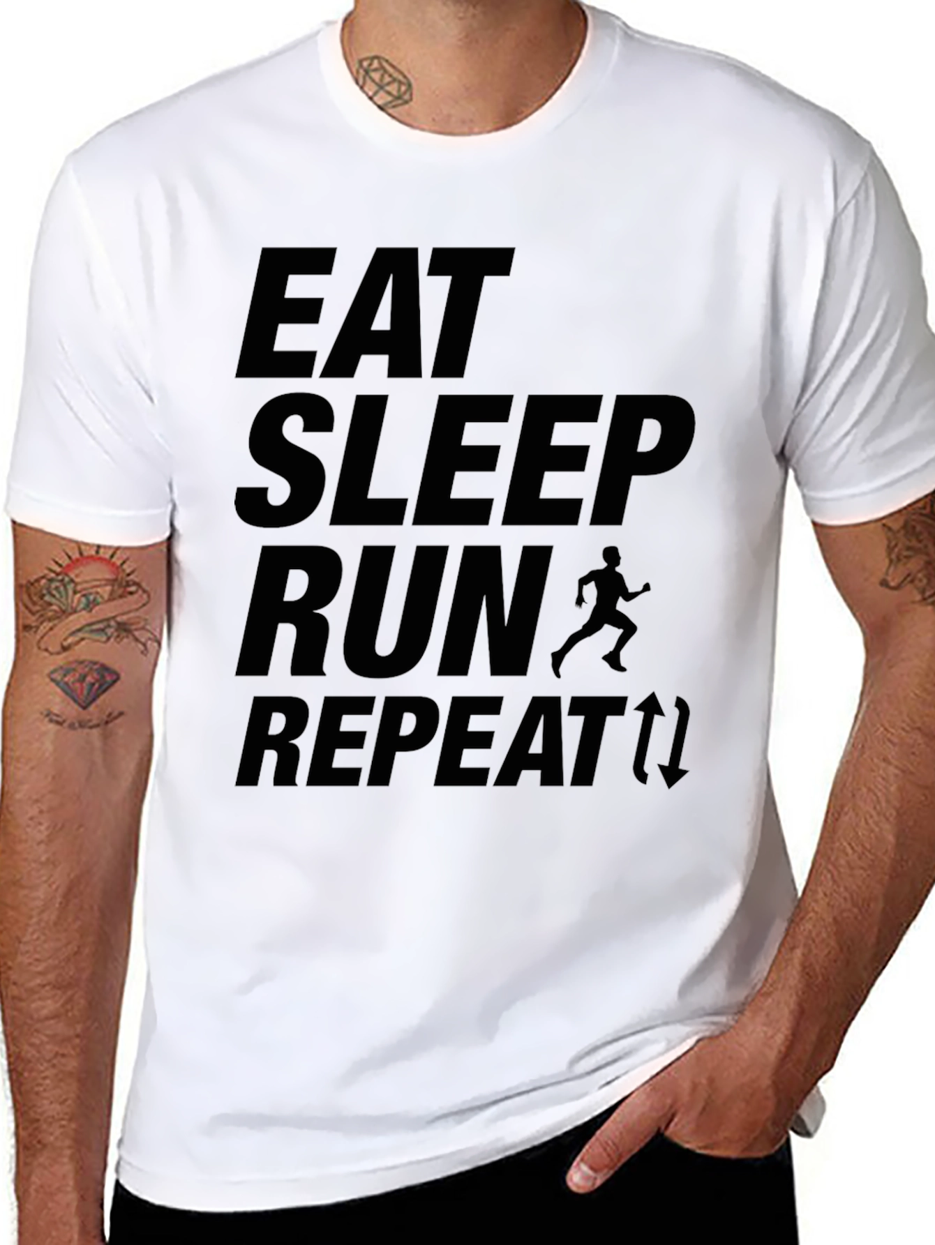Eat Sleep Run Repeat Black Graphic T-Shirt