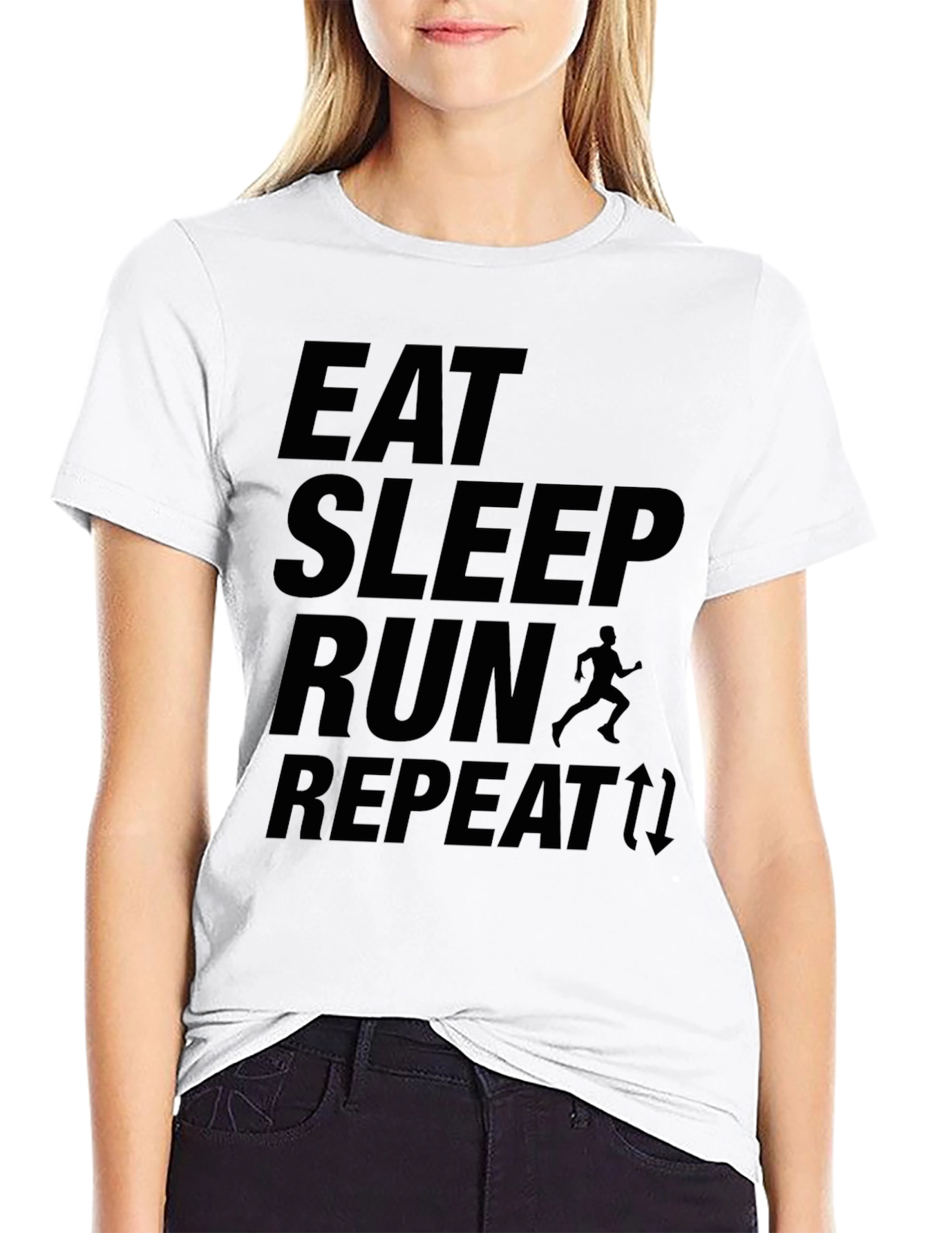 Eat Sleep Run Repeat Black Graphic T-Shirt