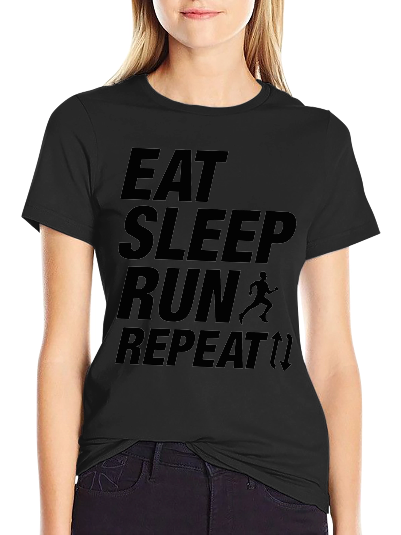Eat Sleep Run Repeat Black Graphic T-Shirt