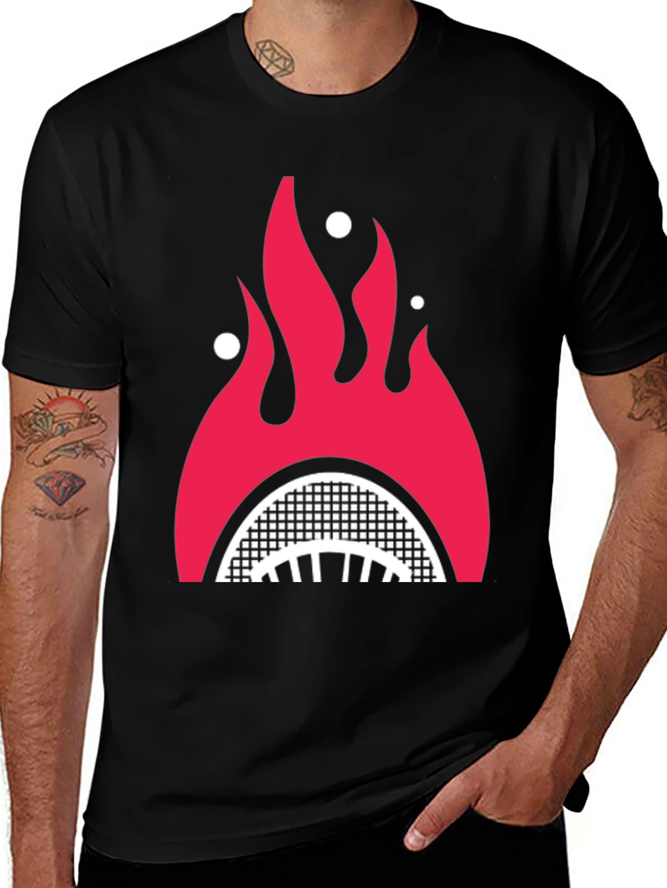 Fiery Shark Mouth Graphic Tee - Bold Style