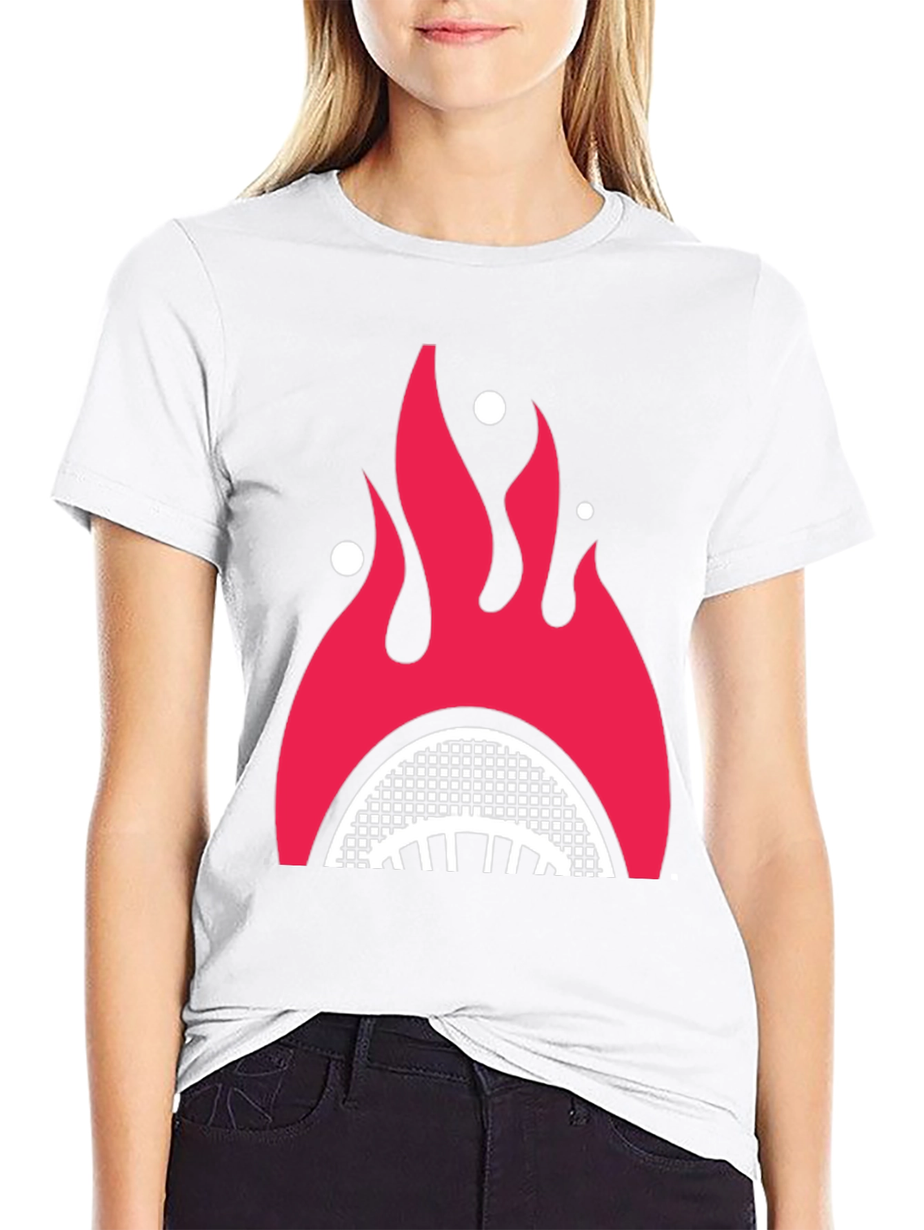 Fiery Shark Mouth Graphic Tee - Bold Style