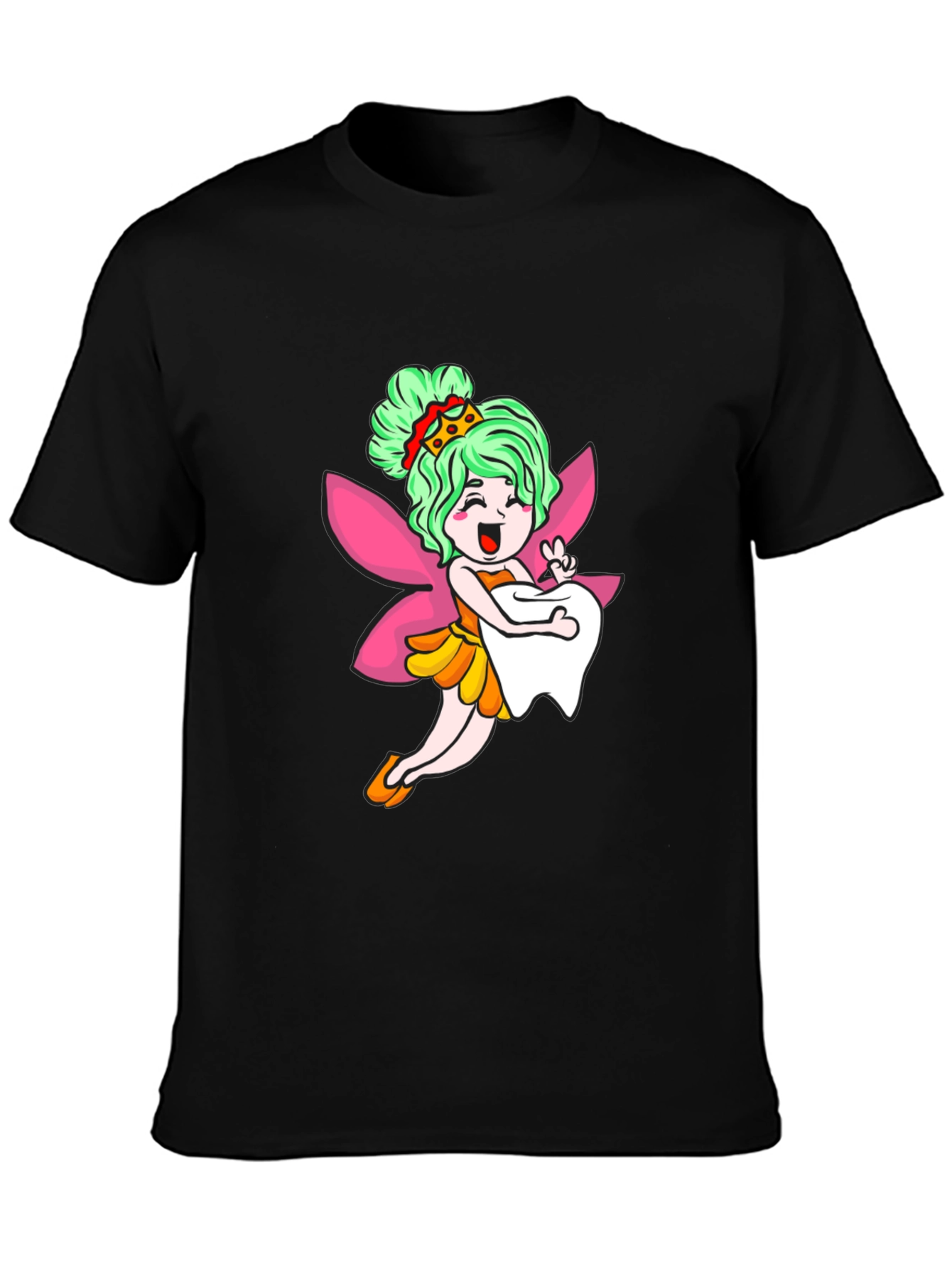 Cute Tooth Fairy Graphic Tee - Black T-Shirt