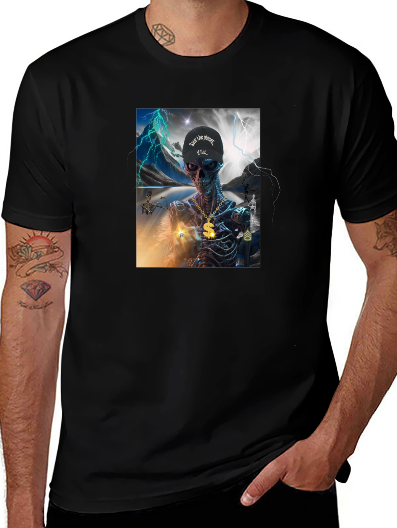 Skeleton Graphic T-Shirt - Save the Planet