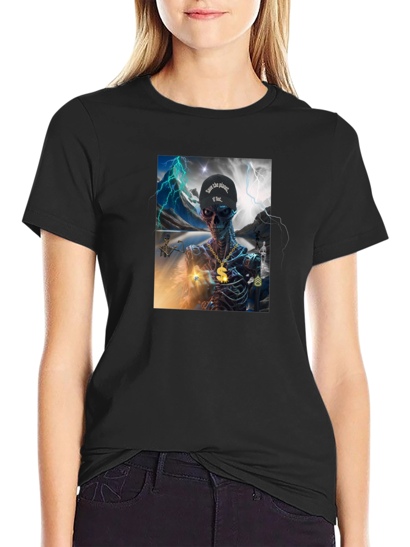 Skeleton Graphic T-Shirt - Save the Planet