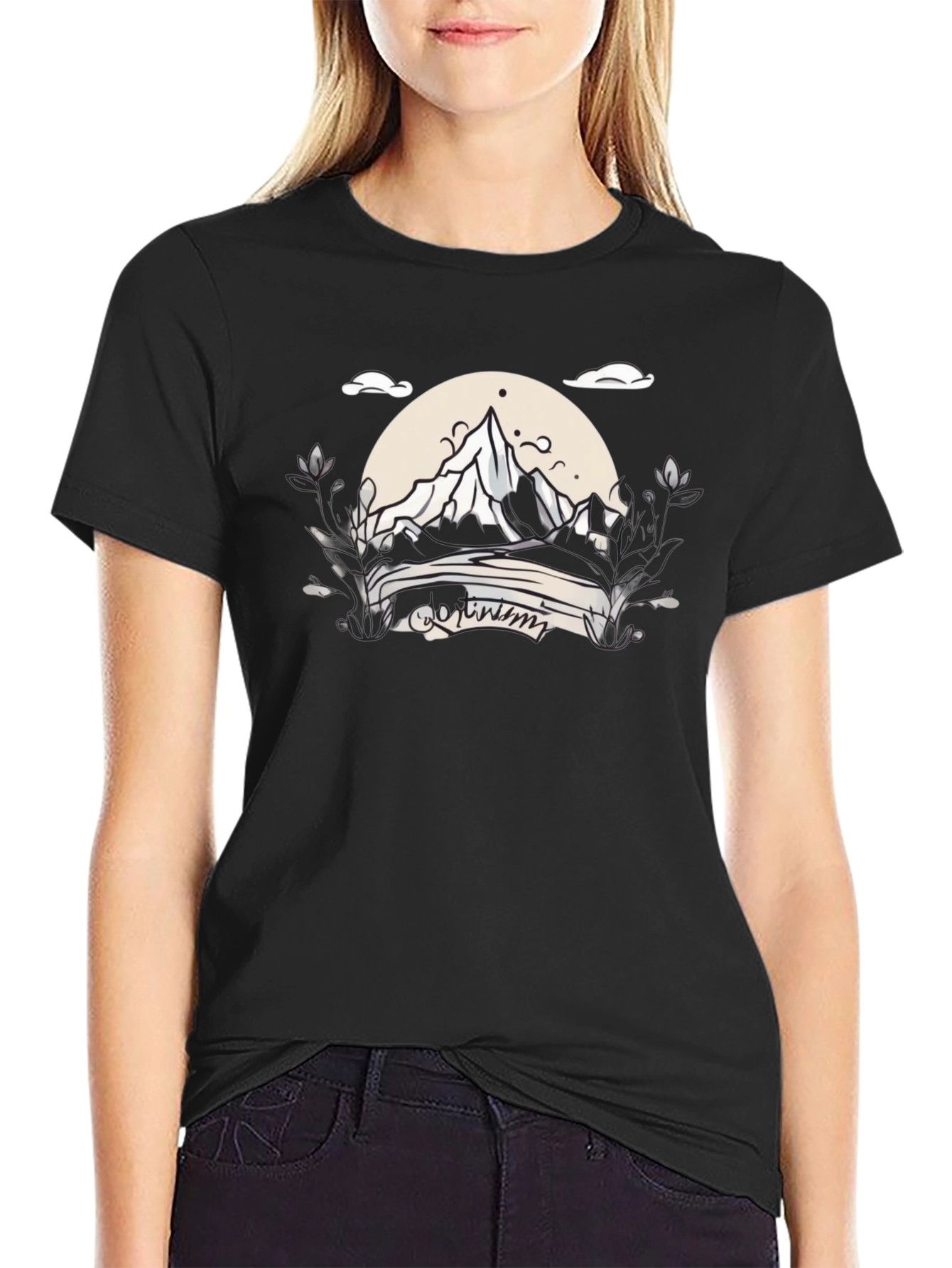 Optimism Mountain Graphic T-Shirt - Black