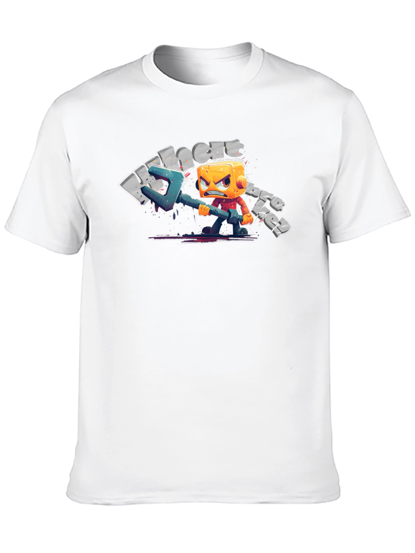 Mens Black T-Shirt with Cartoon Character Graphic