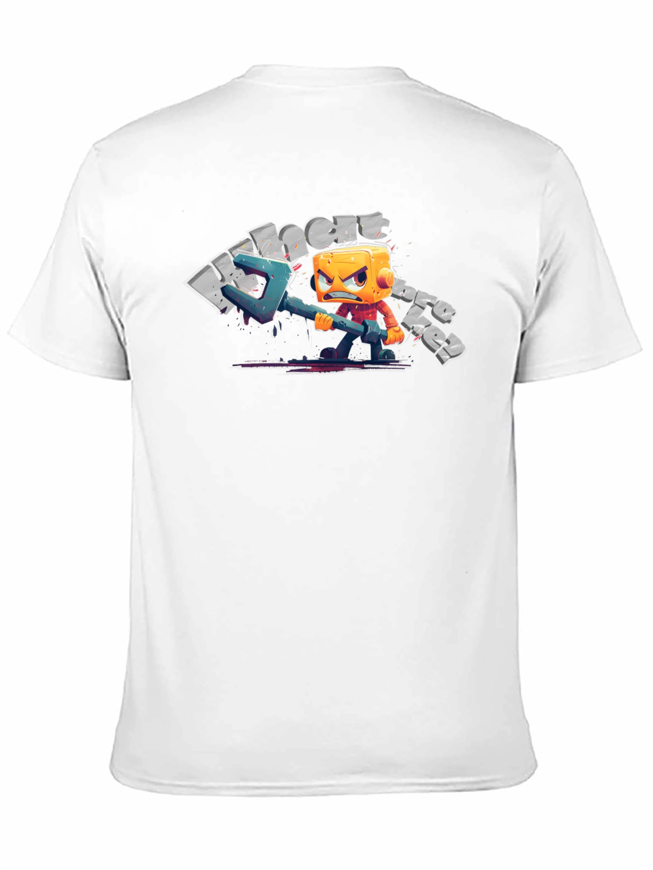 Mens Black T-Shirt with Cartoon Character Graphic