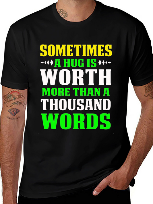 A Hug Is Worth A Thousand Words Black Graphic Tee