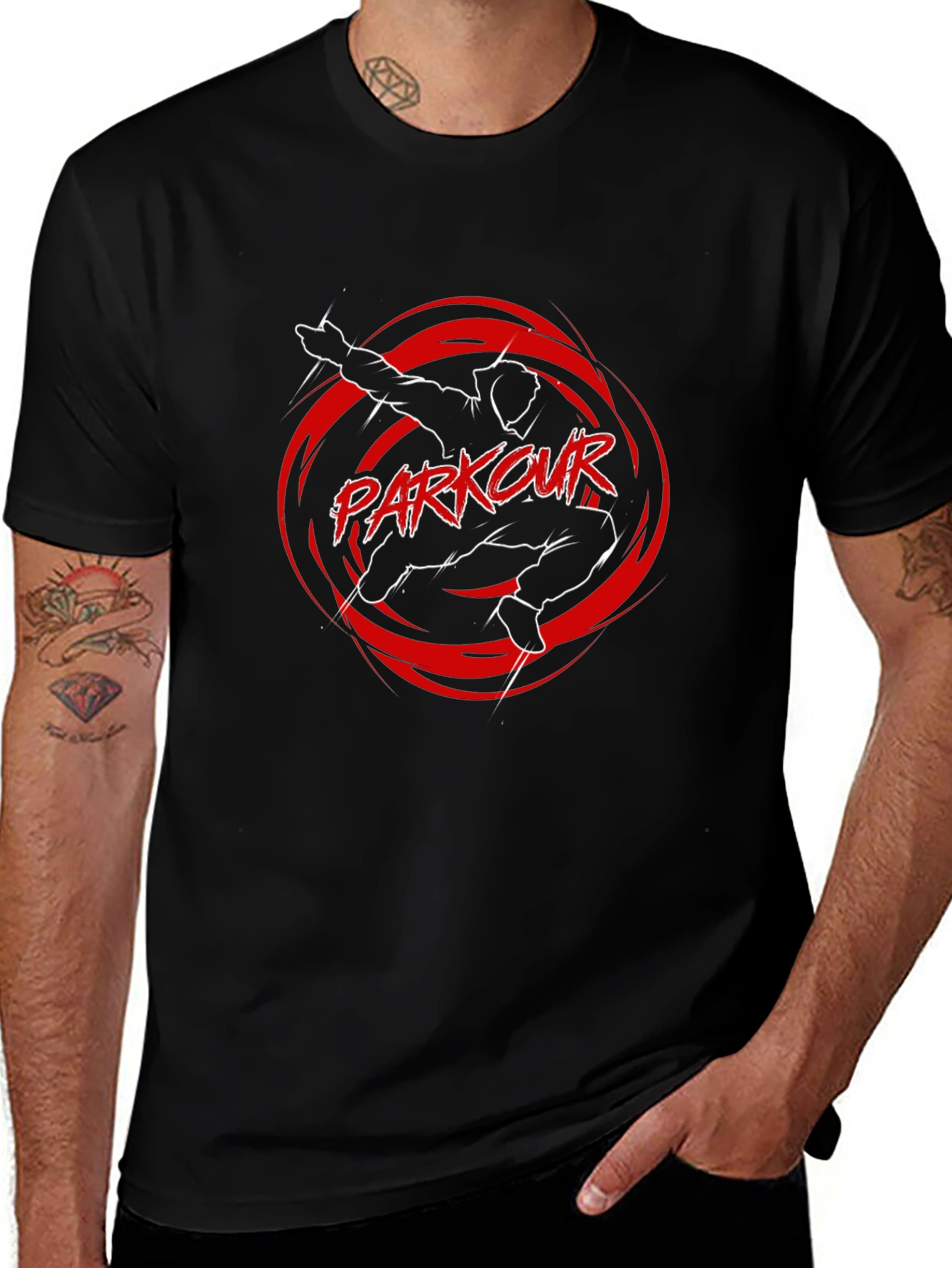 Parkour Graphic Tee - Black Cotton Blend