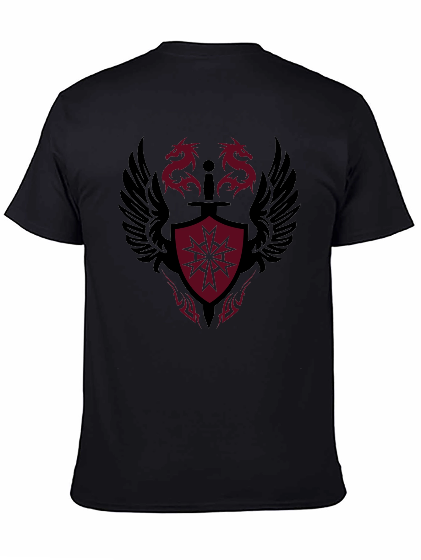 Dragon Crest Graphic Print Black T-Shirt