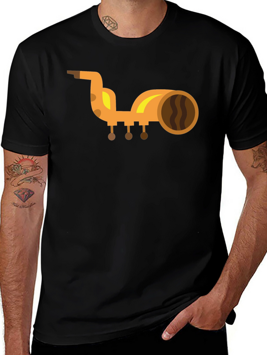 Saxophone Graphic Print Black T-Shirt