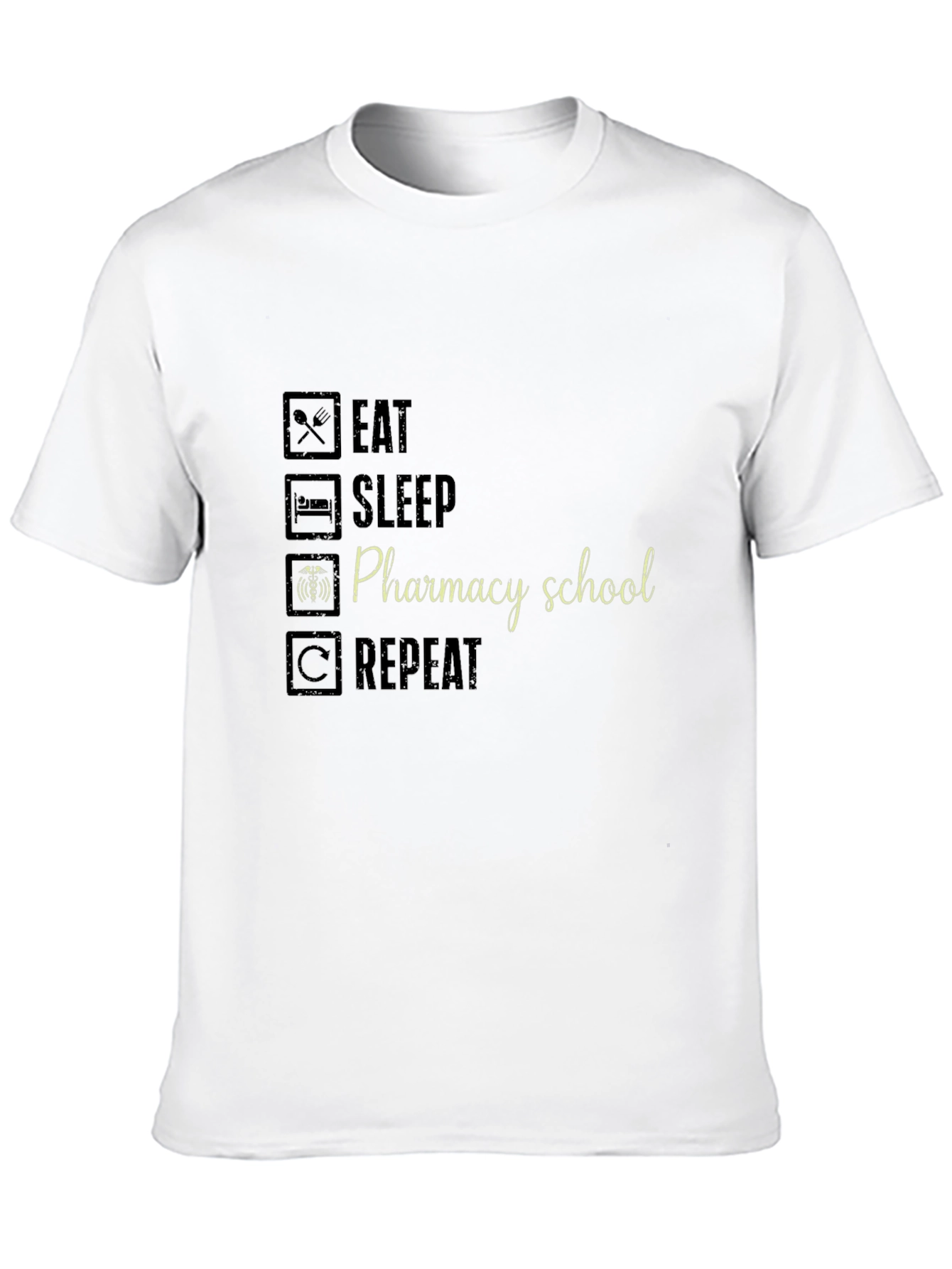 Pharmacy School Eat Sleep Repeat Black T-Shirt