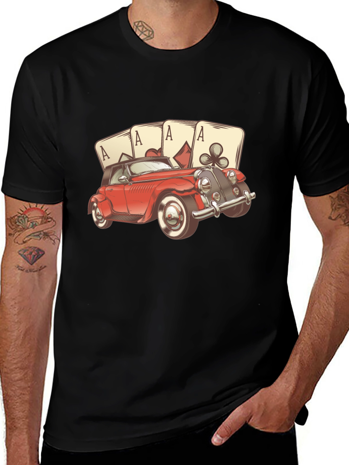Ace Card Red Car Graphic T-Shirt