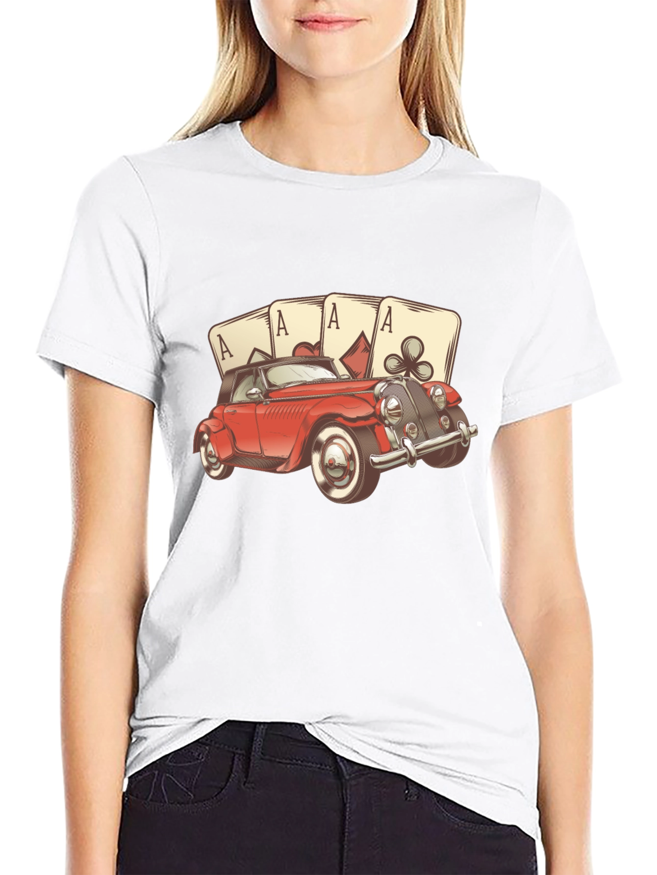 Ace Card Red Car Graphic T-Shirt