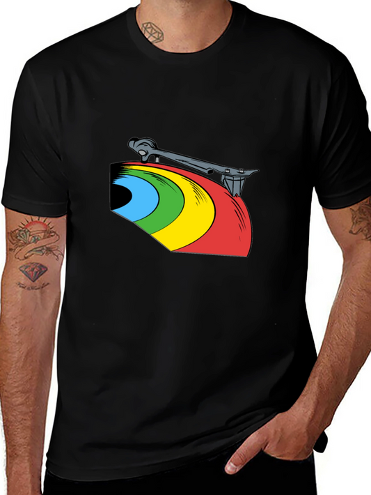 Retro Record Player Graphic Tee - Black T-Shirt
