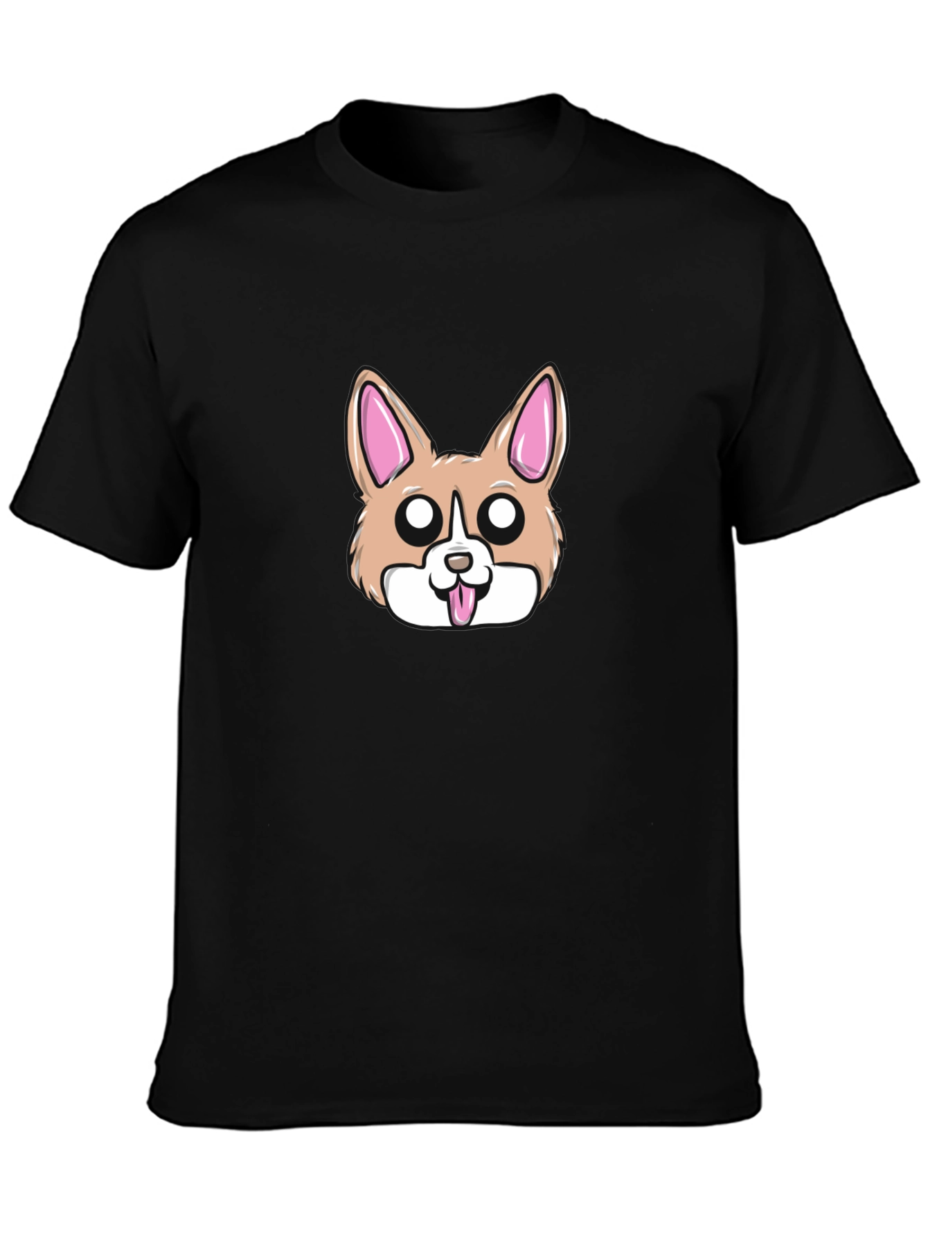 Corgi Cartoon Black T-Shirt