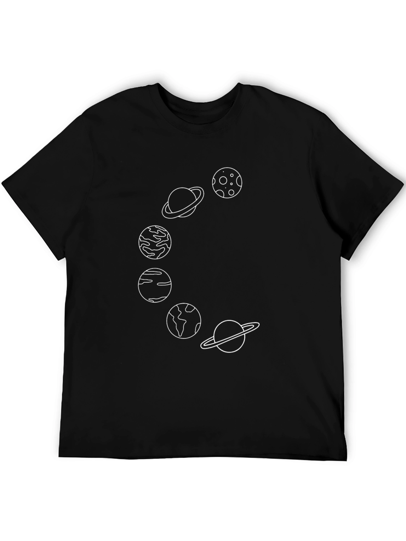Planetary Line Art Black T-Shirt