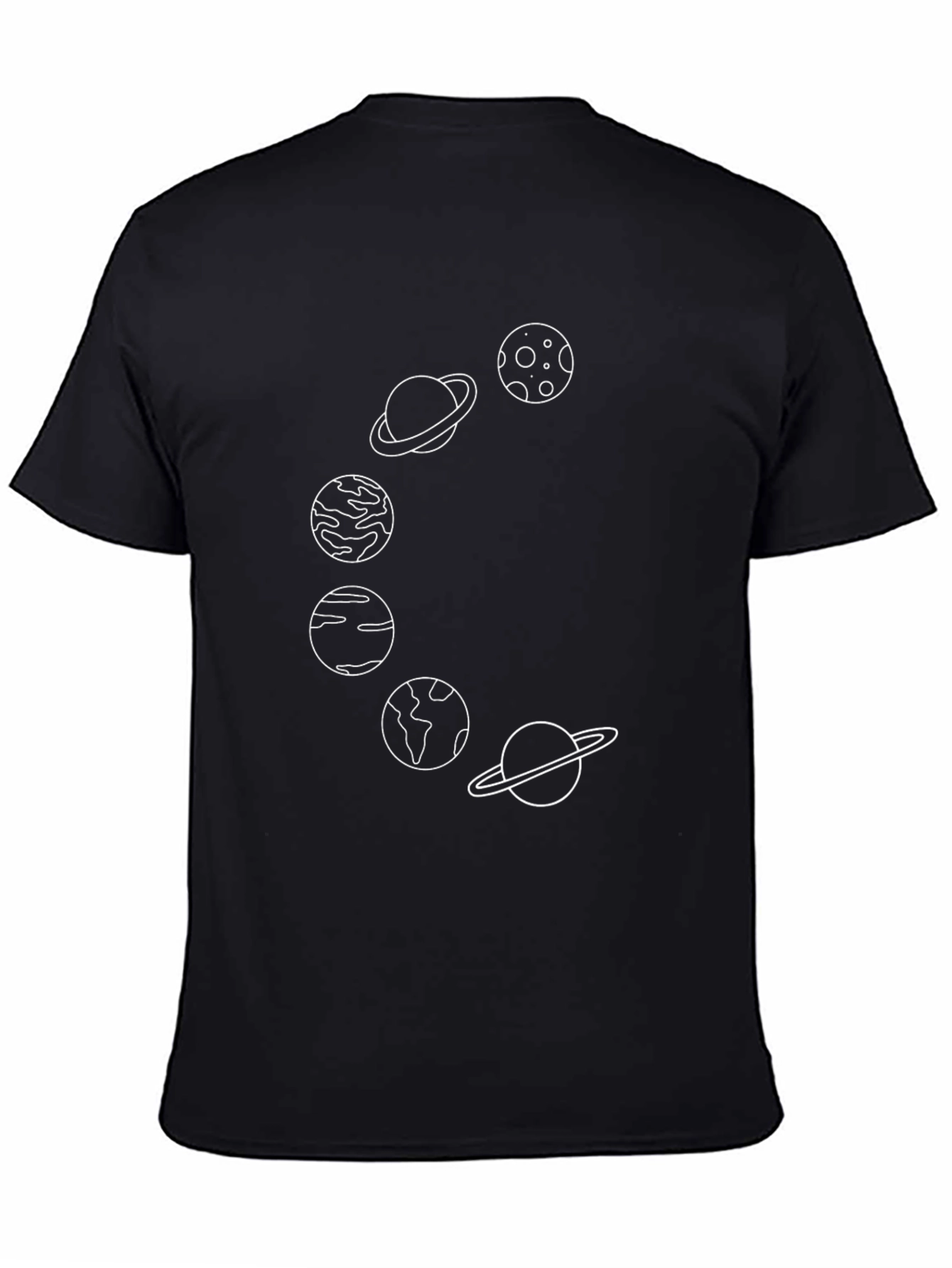 Planetary Line Art Black T-Shirt