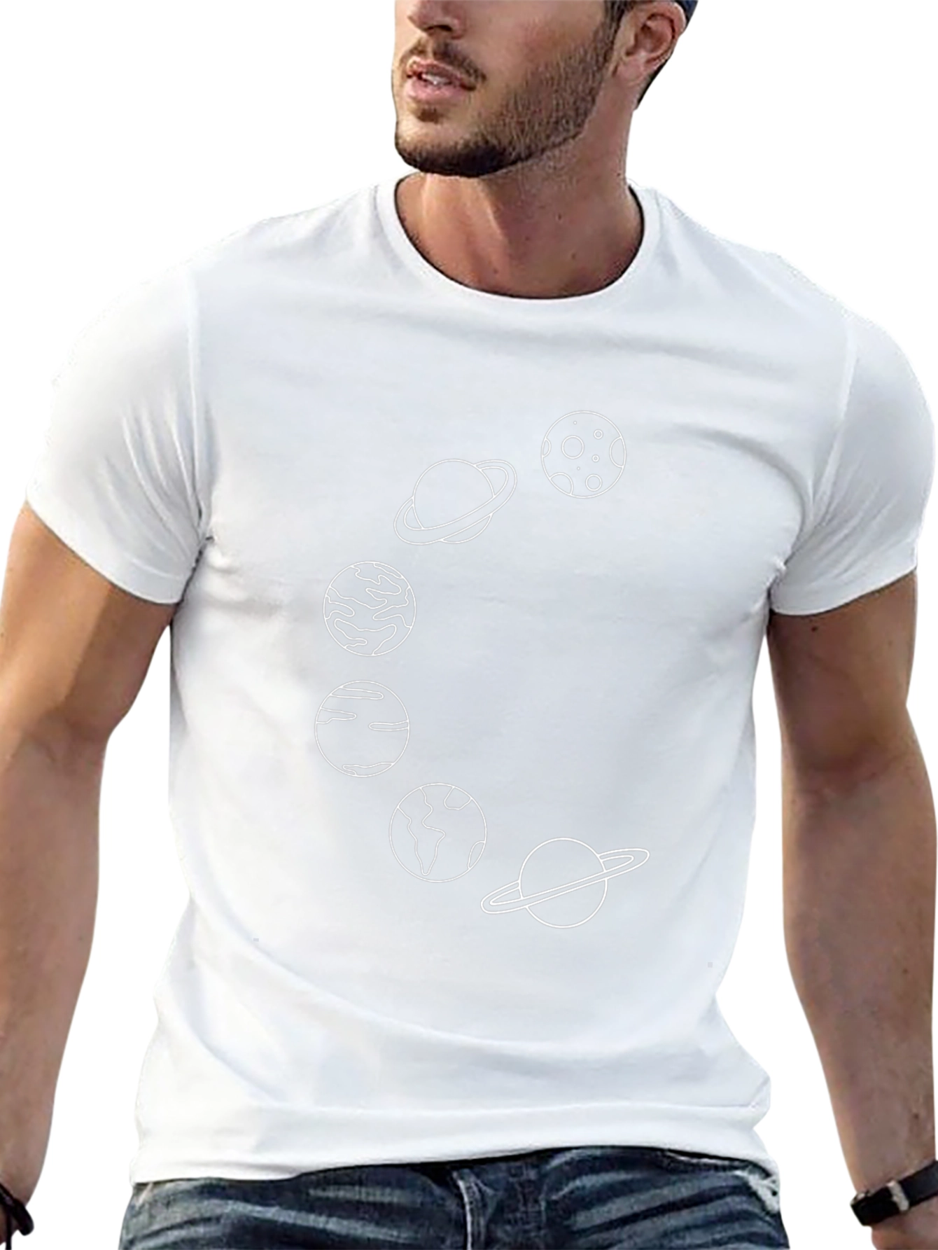 Planetary Line Art Black T-Shirt