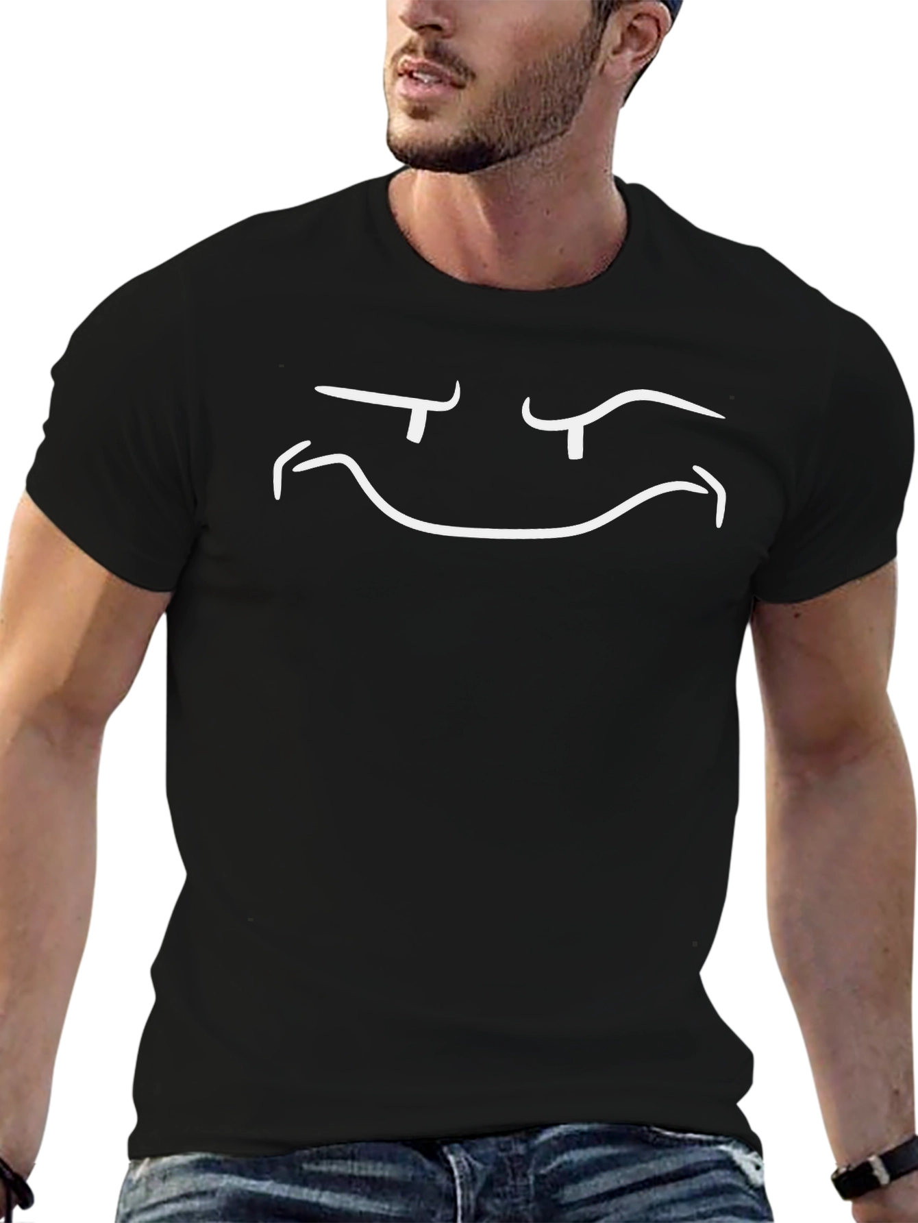 Winking Face Graphic T-Shirt - Black