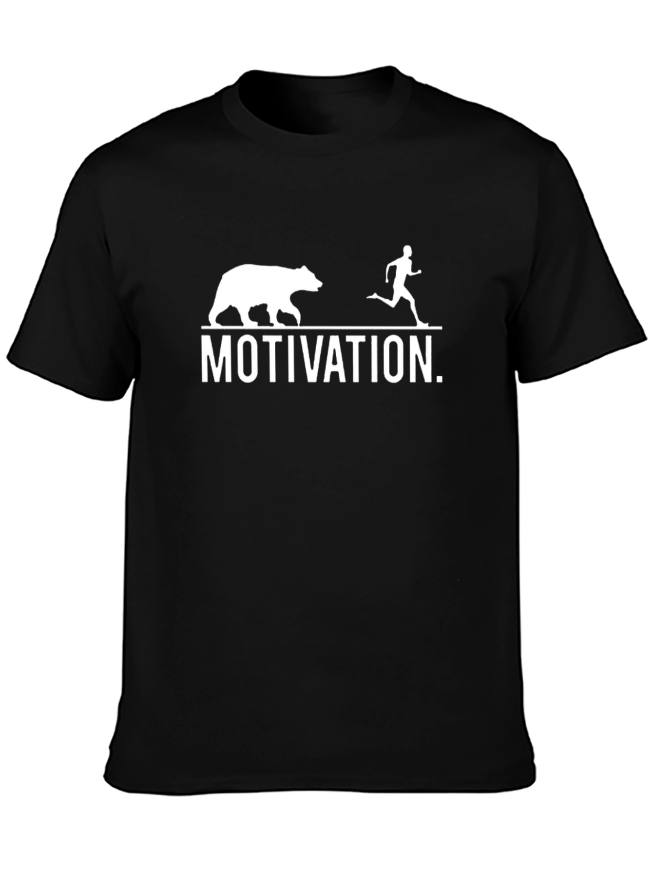 Motivation Bear Chasing Runner Black T-Shirt